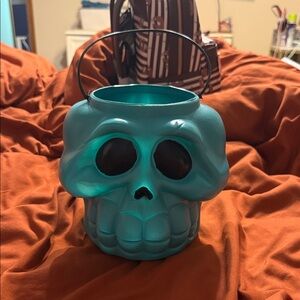 Blue skeleton candy bucket
